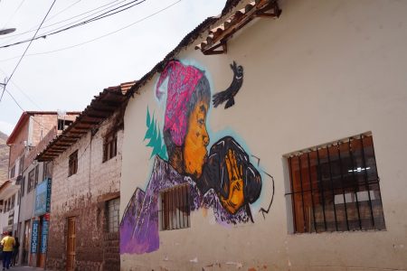 Mural - ludność rdzenna Peru - Pisac