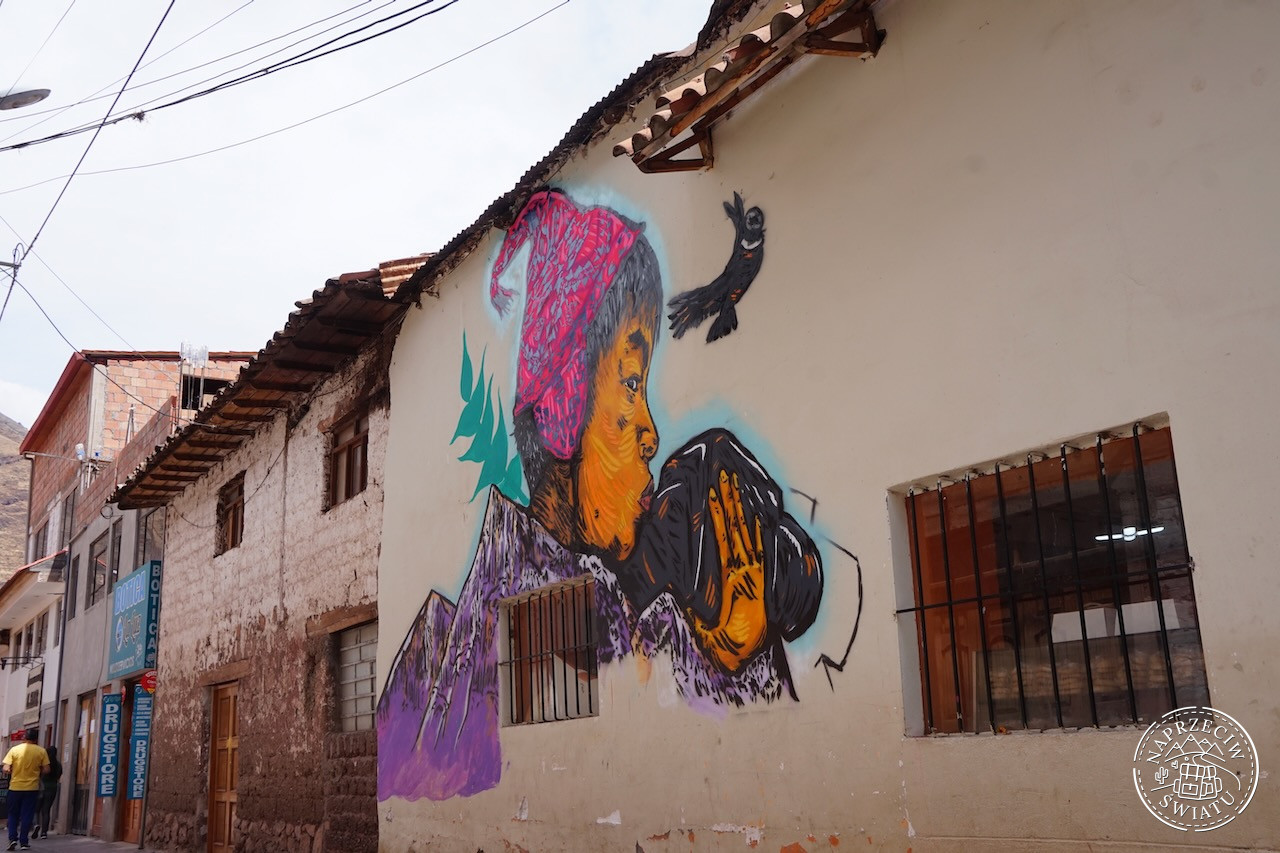 Mural - ludność rdzenna Peru - Pisac